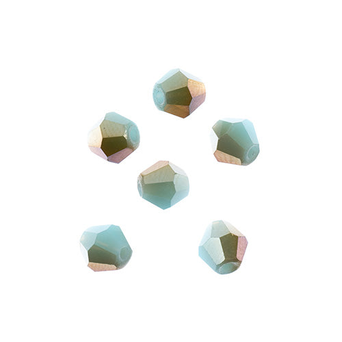 Crystal Lane Bicone 2 Strand 7in (Apx64pcs) 6mm Opaque Blue/Half Champagne Luster