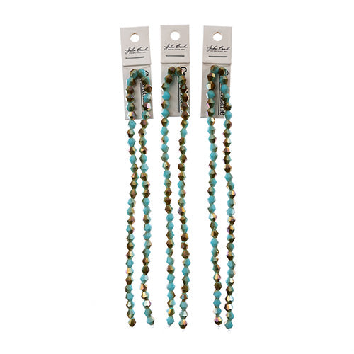 Crystal Lane Bicone 2 Strand 7in (Apx64pcs) 6mm Opaque Blue/Half Champagne Luster