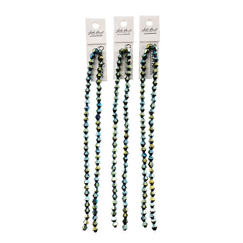 Crystal Lane Bicone 2 Strand 7in (Apx64pcs) 6mm Opaque Green Iris