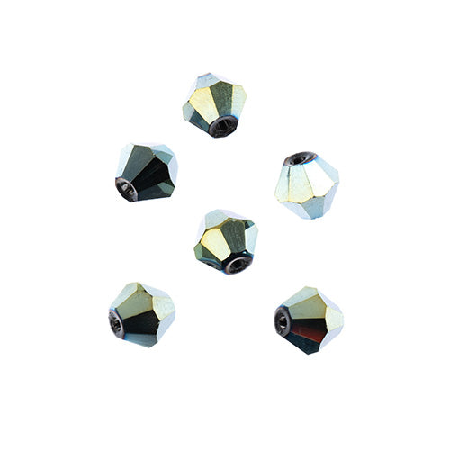 Crystal Lane Bicone 2 Strand 7in (Apx64pcs) 6mm Opaque Green Iris