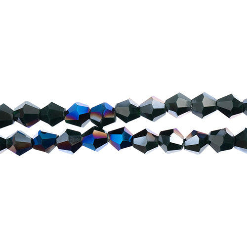 Crystal Lane Bicone 2 Strand 7in (Apx64pcs) 6mm Opaque Dark Green/Half Blue Iris