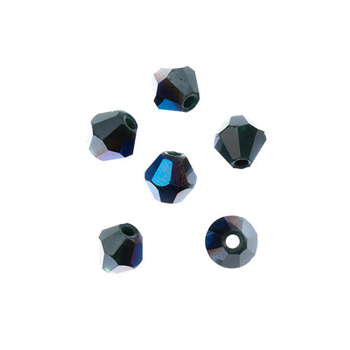 Crystal Lane Bicone 2 Strand 7in (Apx64pcs) 6mm Opaque Dark Green/Half Blue Iris