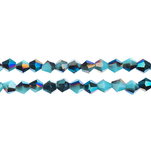 Crystal Lane Bicone 2 Strand 7in (Apx64pcs) 6mm Opaque Light Blue/Half Blue Iris