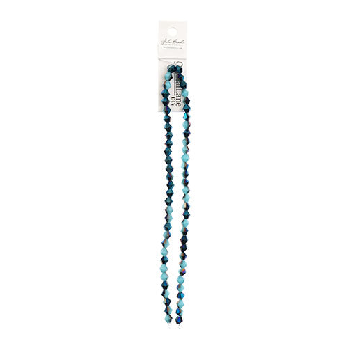 Crystal Lane Bicone 2 Strand 7in (Apx64pcs) 6mm Opaque Light Blue/Half Blue Iris