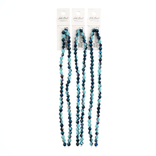 Crystal Lane Bicone 2 Strand 7in (Apx64pcs) 6mm Opaque Light Blue/Half Blue Iris