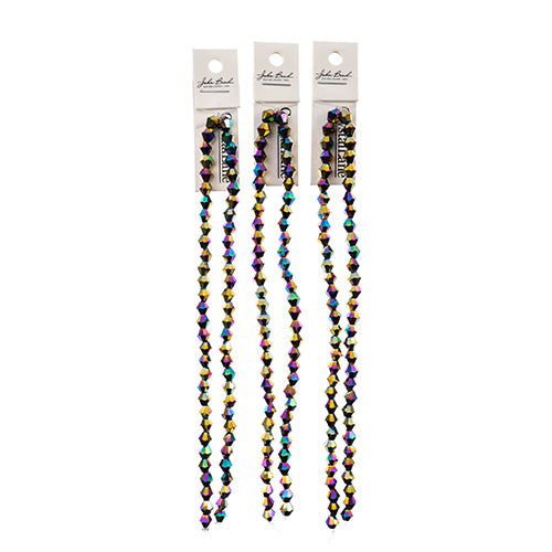 Crystal Lane Bicone 2 Strand 7in (Apx64pcs) 6mm Opaque Multi Iris