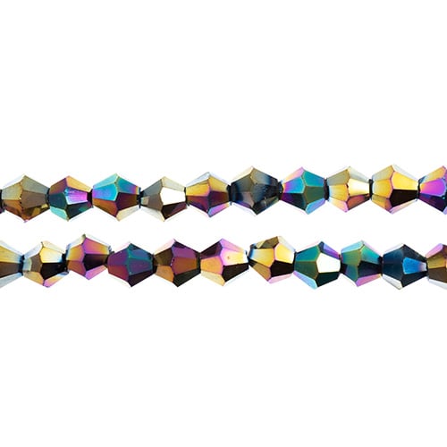 Crystal Lane Bicone 2 Strand 7in (Apx64pcs) 6mm Opaque Multi Iris