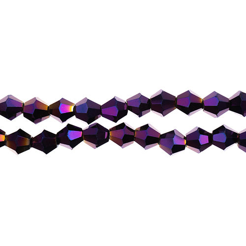 Crystal Lane Bicone 2 Strand 7in (Apx64pcs) 6mm Opaque Purple Iris