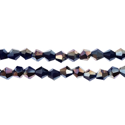 Crystal Lane Bicone 2 Strand 7in (Apx64pcs) 6mm Opaque Dark Sapphire/Half Iris