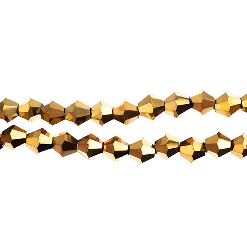 Crystal Lane Bicone 2 Strand 7in (Apx64pcs) 6mm Opaque Gold Iris