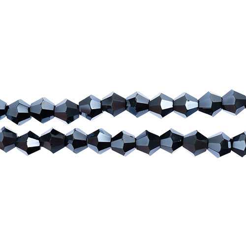 Crystal Lane Bicone 2 Strand 7in (Apx64pcs) 6mm Opaque Gunmetal Luster
