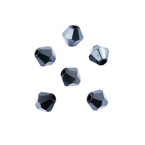 Crystal Lane Bicone 2 Strand 7in (Apx64pcs) 6mm Opaque Gunmetal Luster