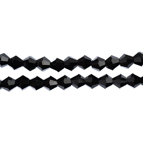 Crystal Lane Bicone 2 Strand 7in (Apx64pcs) 6mm Opaque Black