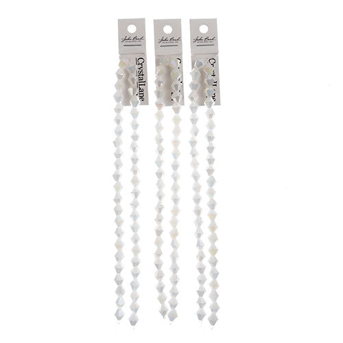 Crystal Lane Bicone 2 Strand 7in (Apx44pcs) 8mm Opaque White Matt AB
