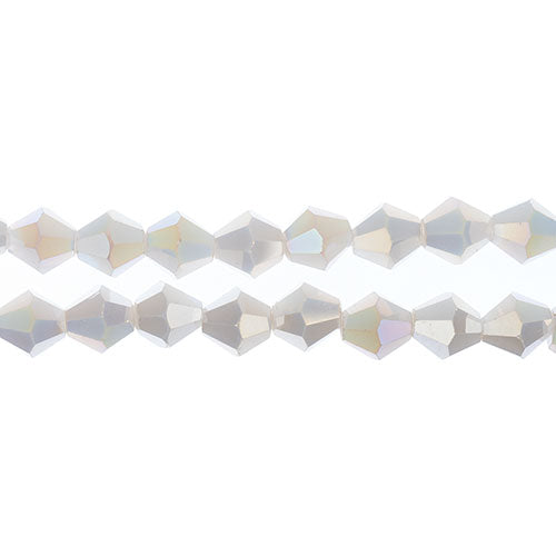 Crystal Lane Bicone 2 Strand 7in (Apx44pcs) 8mm Opaque White Matt AB