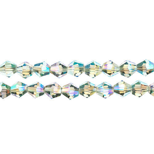 Crystal Lane Bicone 2 Strand 7in (Apx44pcs) 8mm Transparent Green Luster