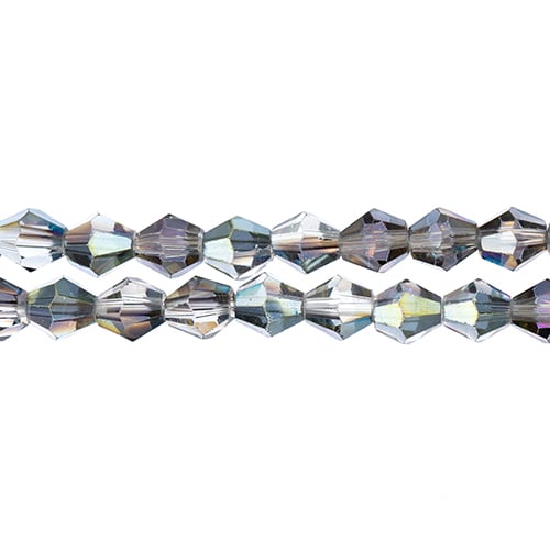 Crystal Lane Bicone 2 Strand 7in (Apx44pcs) 8mm Transparent Rose Green Luster