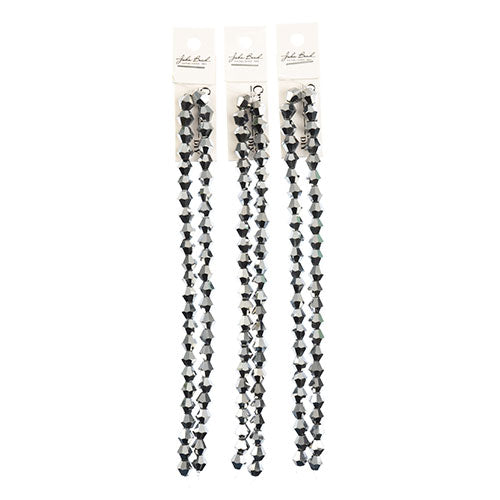 Crystal Lane Bicone 2 Strand 7in (Apx44pcs) 8mm Opaque Silver Iris