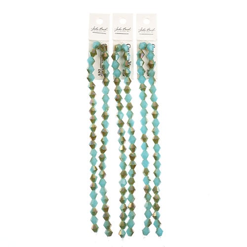 Crystal Lane Bicone 2 Strand 7in (Apx44pcs) 8mm Opaque Blue/Half Champagne Luster