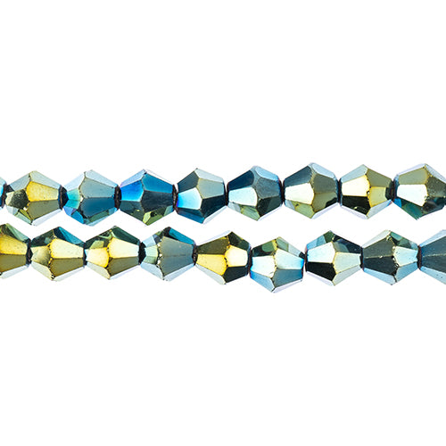 Crystal Lane Bicone 2 Strand 7in (Apx44pcs) 8mm Opaque Green Iris