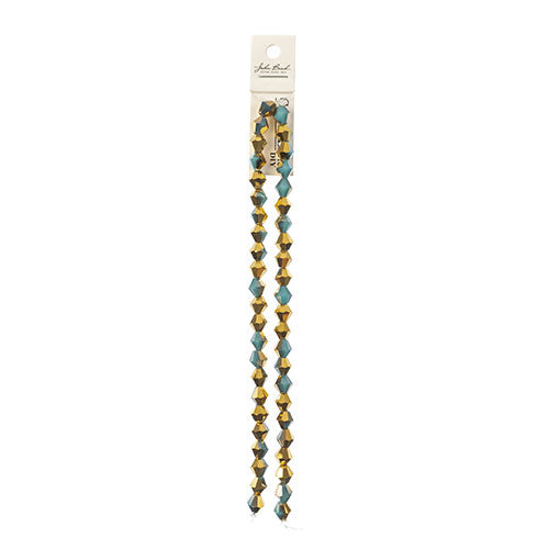 Crystal Lane Bicone 2 Strand 7in (Apx44pcs) 8mm Opaque Dark Blue/Half Gold Iris