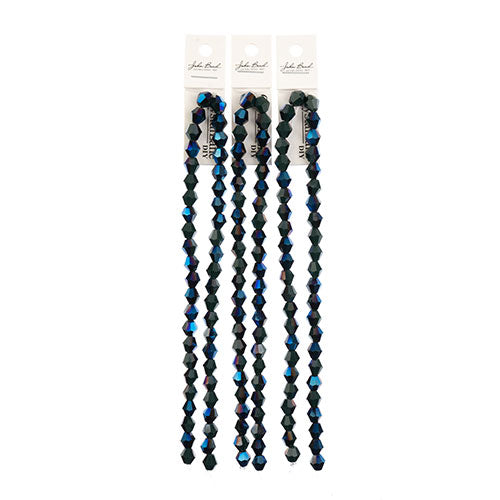 Crystal Lane Bicone 2 Strand 7in (Apx44pcs) 8mm Opaque Dark Green/Half Blue Iris