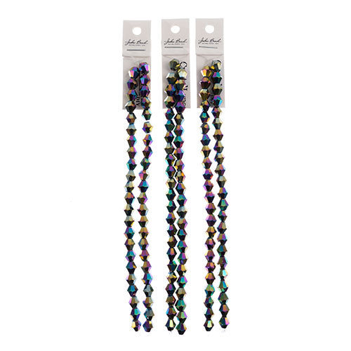 Crystal Lane Bicone 2 Strand 7in (Apx44pcs) 8mm Opaque Multi Color Iris