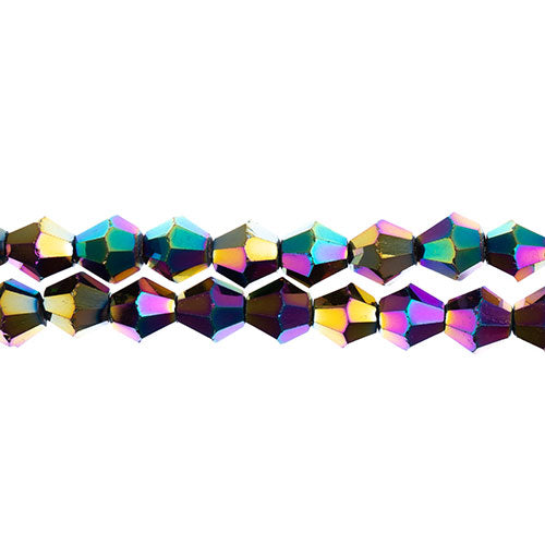 Crystal Lane Bicone 2 Strand 7in (Apx44pcs) 8mm Opaque Multi Color Iris