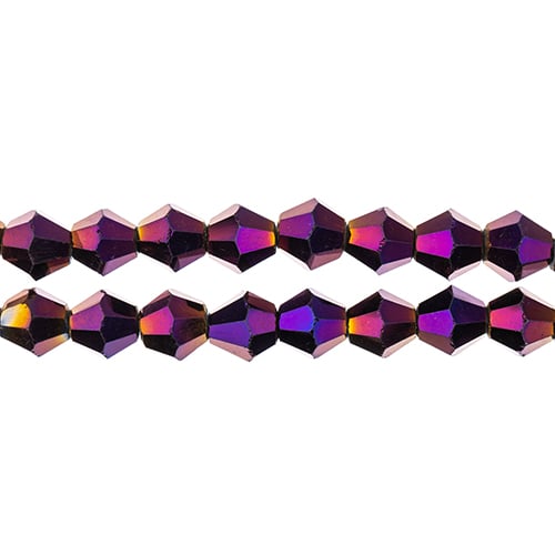 Crystal Lane Bicone 2 Strand 7in (Apx44pcs) 8mm Opaque Purple Iris
