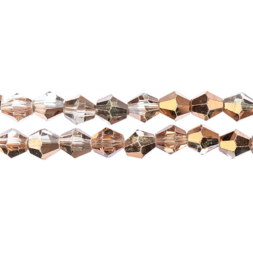 Crystal Lane Bicone 2 Strand 7in (Apx44pcs) 8mm Transparent Crystal/Half Copper Iris