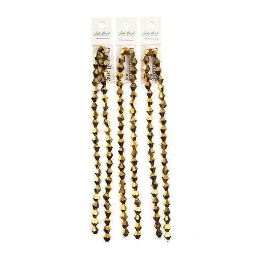 Crystal Lane Bicone 2 Strand 7in (Apx44pcs) 8mm Opaque Gold Iris