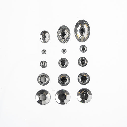 Acrylic Flat Back Rhinestone Box 77g Assorted Sizes Round And Oval 