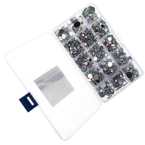 Acrylic Flat Back Rhinestone Box 77g Assorted Sizes Round And Oval