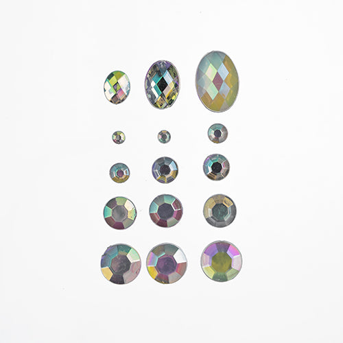 Acrylic Flat Back Rhinestone Box 77g Assorted Sizes Round And Oval 