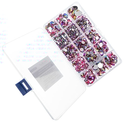 Acrylic Flat Back Rhinestone Box 77g Assorted Sizes Round And Oval