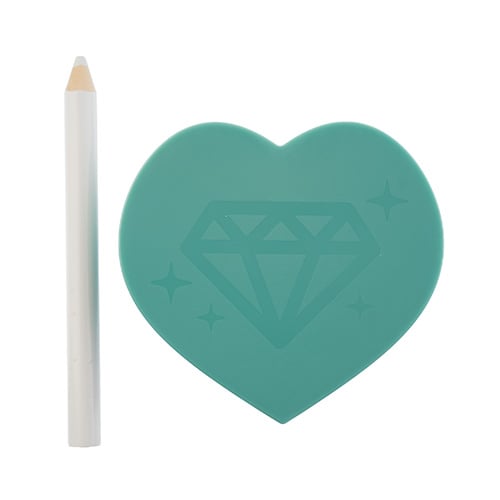 Crystal Lane DIY Rhinestone Heart Tray Teal 7.9x7.6cm w/pickup stick