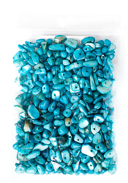 Semi-Precious Chips Loose 100g/Bag Aquamarine Dyed Mother of Pearl