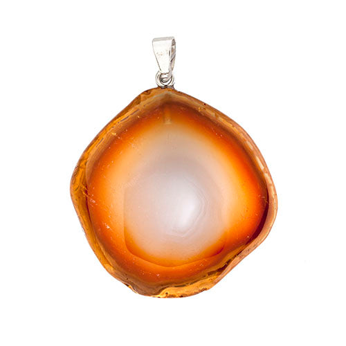Semi-Precious Pendant Agate Approx 40mm Amber