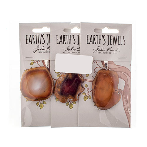 Semi-Precious Pendant Agate Approx 40mm Amber