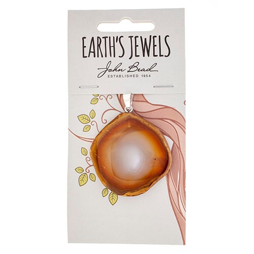 Semi-Precious Pendant Agate Approx 40mm Amber