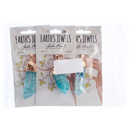 Semi-Precious Pendant Mineral Stone Approx 40mm Light Blue