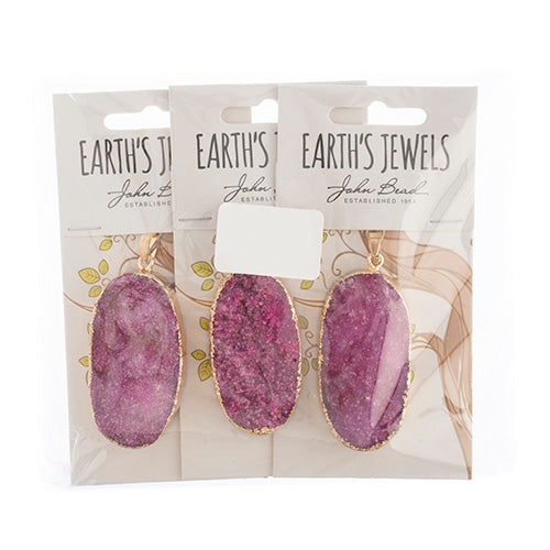 Semi-Precious Pendant Druzy Oval 50mm