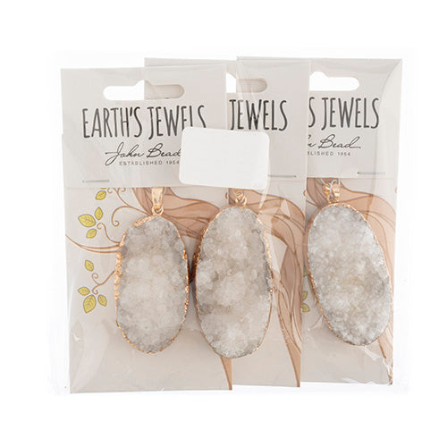 Semi-Precious Pendant Druzy Oval 50mm