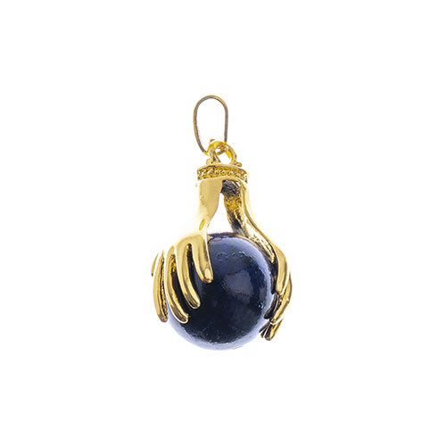 Semi-Precious Pendant Round W/ Hand Clasp Approx 19x29mm Lapis