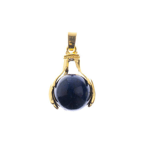 Semi-Precious Pendant Round W/ Hand Clasp Approx 19x29mm Lapis