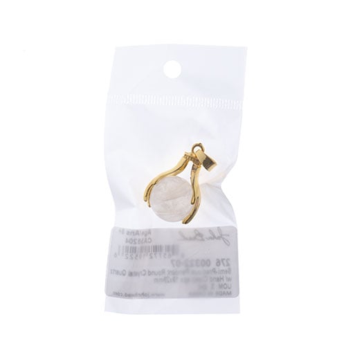 Semi-Precious Pendant Round W/ Hand Clasp Approx 19x29mm Crystal Quartz