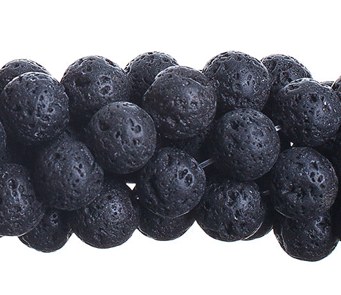 Semi-Precious Beads Black Lava Natural