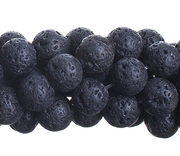 Semi-Precious Beads Black Lava Natural