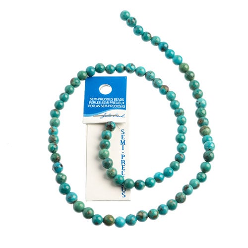 Semi-Precious Beads 16in Turquoise Natural Round