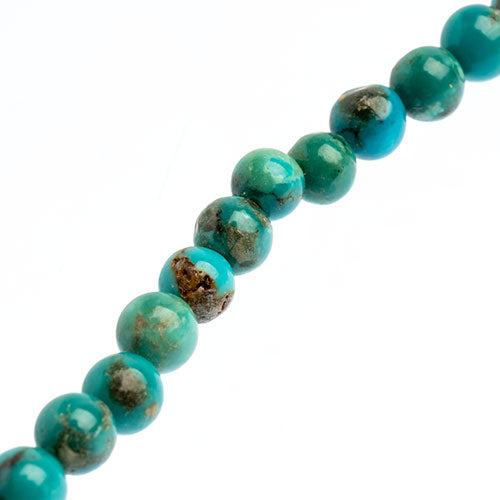Semi-Precious Beads 16in Turquoise Natural Round